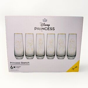 Disney Princess Sketch Stemless Drinking Glasses JoyJolt Flutes